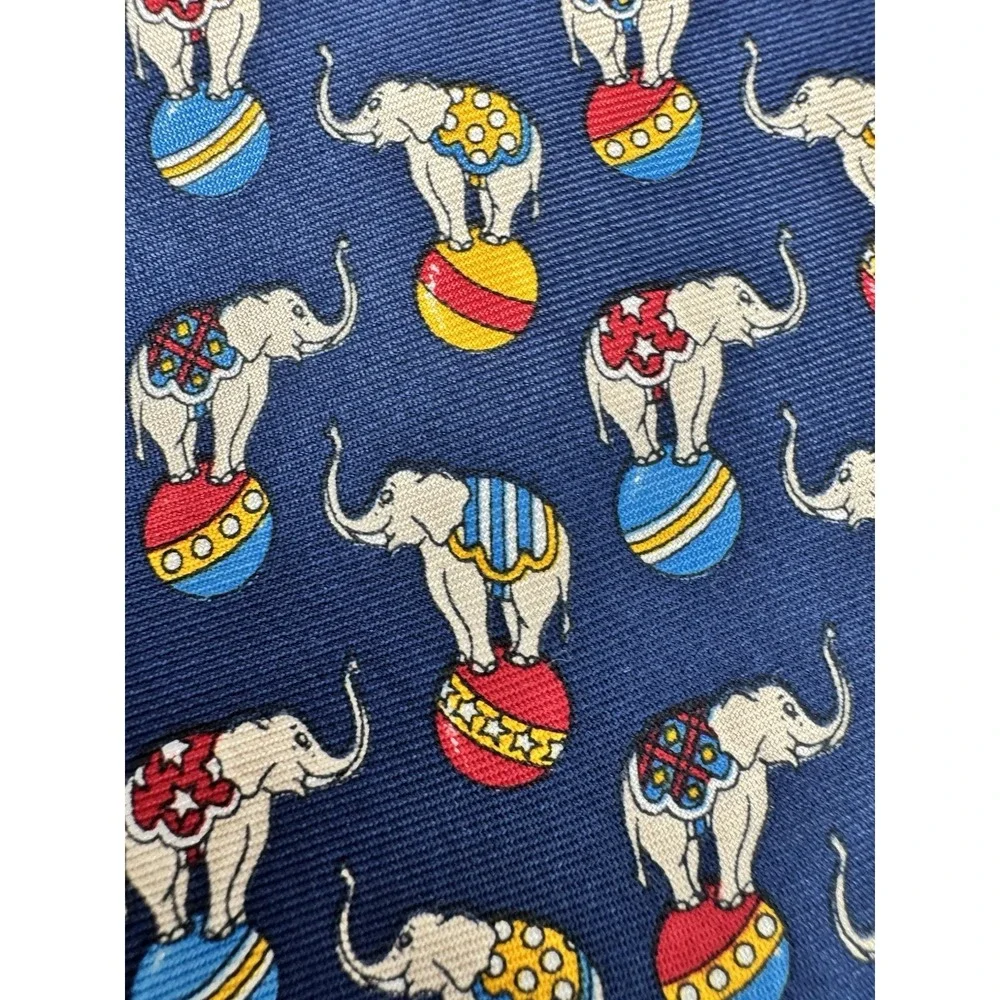 Brooks Brothers Makers Silk Necktie Circus Elephant Print Novelty USA Made‎